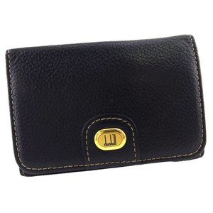AUTH DUNHILL Key Case Logo Plate Leather